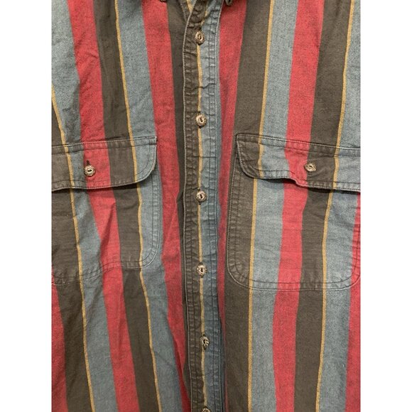 Vintage Eddie Bauer Striped Button Up Flannel Made In USA Workwear Men’s XL - Picture 5 of 10